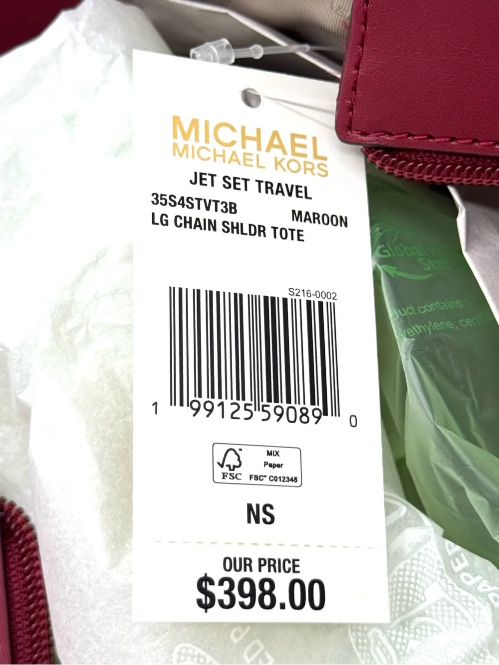 Michael Kors Jet Set Large Signature Logo Shoulder Bag - Maroon